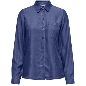 ONLY Women's Onlcharis Life Ls Fitted Shirt WVN Cc, Dark Denim Blue, S ONLY Women's Onlcharis Life Ls Fitted Shirt WVN Cc, Dark Denim Blue, S