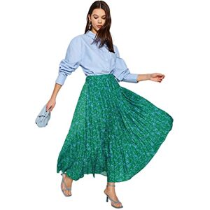 Trendyol Modest Women's Floral Pattern Pleated Woven Skirt with Elastic Waist Tctss23ee00018, Green-Multicoloured, 8 Trendyol Modest Women's Floral Pattern Pleated Woven Skirt with Elastic Waist Tctss23ee00018, Green-Multicoloured, 8