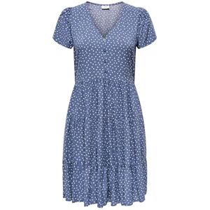 JDY Sezen Life Women's Viscose Short Sleeve Summer Dress with Hearts Knee-Length, Blue, XL JDY Sezen Life Women's Viscose Short Sleeve Summer Dress with Hearts Knee-Length, Blue, XL