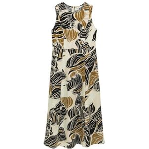 TOM TAILOR Women's Linen Rich Maxi Dress, 37999 Neutral Cut Leaves Design, 10 TOM TAILOR Women's Linen Rich Maxi Dress, 37999 Neutral Cut Leaves Design, 10