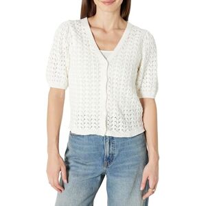 Amazon Essentials Women's Relaxed-Fit Crochet Short-Sleeve Cardigan, Cream, L Amazon Essentials Women's Relaxed-Fit Crochet Short-Sleeve Cardigan, Cream, L