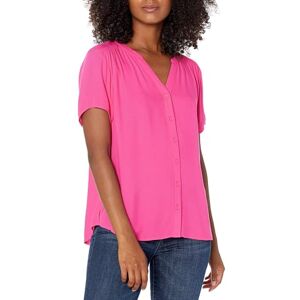 Amazon Essentials Women's Short-Sleeve Woven Blouse, Hot Pink, Small Amazon Essentials Women's Short-Sleeve Woven Blouse, Hot Pink, Small