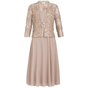 Gina Bacconi Women's Soutache Lace Jacket with Chiffon Dress Cocktail, Latte, 14 Gina Bacconi Women's Soutache Lace Jacket with Chiffon Dress Cocktail, Latte, 14