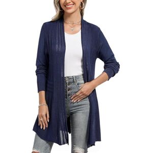 iClosam Women Casual Cardigan Knitted Open Front Long Sleeve Mid-Length Warm Cardigan Sweater, Dark Blue, L iClosam Women Casual Cardigan Knitted Open Front Long Sleeve Mid-Length Warm Cardigan Sweater, Dark Blue, L