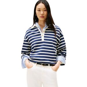 Tommy Hilfiger Women’s Gold Button Terry Rugby Shirt with Pointed Collar, Multicolor (Dark Night Navy/Ivory Silk Stp), XXL Tommy Hilfiger Women’s Gold Button Terry Rugby Shirt with Pointed Collar, Multicolor (Dark Night Navy/Ivory Silk Stp), XXL