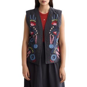 Scotch & Soda Women's Embroidered Gilet Vest, Charcoal Art, XS Scotch & Soda Women's Embroidered Gilet Vest, Charcoal Art, XS