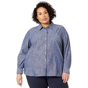 Tommy Hilfiger Women's Chambray Roll Tab Button Down Shirt, X-Large Tommy Hilfiger Women's Chambray Roll Tab Button Down Shirt, X-Large