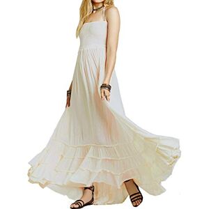 VERGOODR Women's Cotton Sexy Sleeveless Boho Beach Backless Long Bohemian Dress Beige Small VERGOODR Women's Cotton Sexy Sleeveless Boho Beach Backless Long Bohemian Dress Beige Small