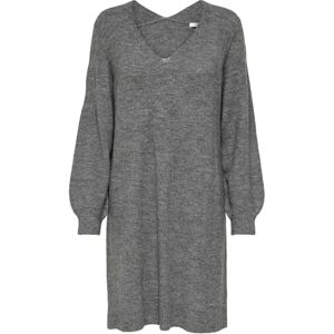 JDY JACQUELINE de YONG Women's Long Sleeve Knit Dress Regular Fit Mid-Length Sweater V-Neck Top Knee-Length ELANORA, Colours:Dark Grey, Size:M JDY JACQUELINE de YONG Women's Long Sleeve Knit Dress Regular Fit Mid-Length Sweater V-Neck Top Knee-Length ELANORA, Colours:Dark Grey, Size:M