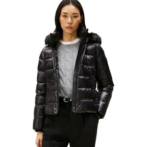Tommy Hilfiger Women's Gloss Down Slim Puffer Jacket with Faux Fur Trim, Black (Black), M Tommy Hilfiger Women's Gloss Down Slim Puffer Jacket with Faux Fur Trim, Black (Black), M