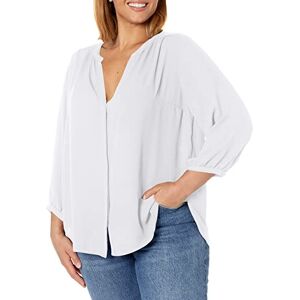 NYDJ Women's Plus Size 3/4 Sleeve Pintuck Blouse, Optic White, 1X NYDJ Women's Plus Size 3/4 Sleeve Pintuck Blouse, Optic White, 1X