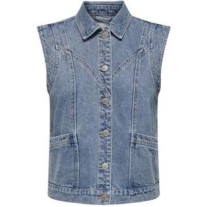 ONLY Womens Onlkennedy Sl Dnm Waistcoat Bj Jacket, Medium Blue (medium Blue Denim), L UK ONLY Womens Onlkennedy Sl Dnm Waistcoat Bj Jacket, Medium Blue (medium Blue Denim), L UK