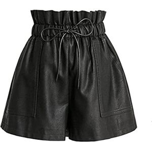 SCHHJZPJ High Waisted Wide Leg Black Faux Leather Shorts for Women, Black, M SCHHJZPJ High Waisted Wide Leg Black Faux Leather Shorts for Women, Black, M