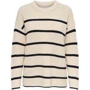 ONLY Women's ONLPERNILLE LS Stripe O-Neck KNT NOOS Knitted Jumper, Pumice Stone/Stripes: Black, S ONLY Women's ONLPERNILLE LS Stripe O-Neck KNT NOOS Knitted Jumper, Pumice Stone/Stripes: Black, S