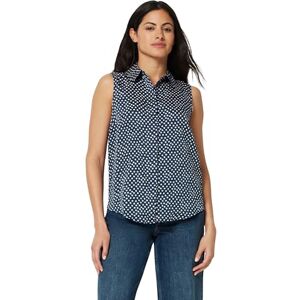 Amazon Essentials Women's Regular-Fit Sleeveless Button-Down Blouse, Navy Simple Ditsy, Medium Amazon Essentials Women's Regular-Fit Sleeveless Button-Down Blouse, Navy Simple Ditsy, Medium