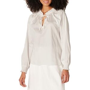 Amazon Essentials Women's Relaxed-Fit Ruffle-Neck Cotton Sateen Long-Sleeve Blouse (Skirt Sold Separately), White, XXL Amazon Essentials Women's Relaxed-Fit Ruffle-Neck Cotton Sateen Long-Sleeve Blouse (Skirt Sold Separately), White, XXL