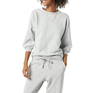 Amazon Essentials Women's French Terry Fleece Crewneck Sweatshirt with Sleeve Detail, Grey Heather, L Amazon Essentials Women's French Terry Fleece Crewneck Sweatshirt with Sleeve Detail, Grey Heather, L