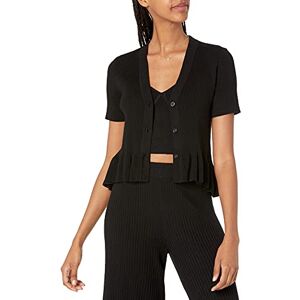 The Drop Women's Catalina Peplum Ruffle Rib Cardigan Sweater, Black, XS The Drop Women's Catalina Peplum Ruffle Rib Cardigan Sweater, Black, XS