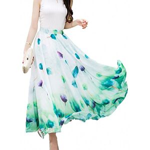 Sinono Women's Floral Maxi Chiffon Long Skirts Full Length Beach Skirt Green Large Sinono Women's Floral Maxi Chiffon Long Skirts Full Length Beach Skirt Green Large