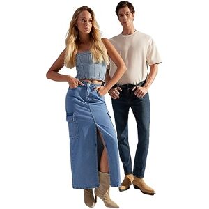Trendyol Women's Straight Maxi One Line Skirt, Blue, 8 Trendyol Women's Straight Maxi One Line Skirt, Blue, 8