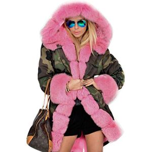 Roiii Women Thicken Warm Winter Coat Hood Down Parka Faux Fur Outdoor Overcoat Long Jacket Outwear, 7005 Pink, Small Roiii Women Thicken Warm Winter Coat Hood Down Parka Faux Fur Outdoor Overcoat Long Jacket Outwear, 7005 Pink, Small