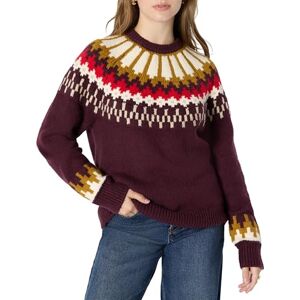 Amazon Essentials Women's Oversized-Fit Fair Isle Crewneck Jumper, Dark Burgundy Cream Chevron Knit, XL Amazon Essentials Women's Oversized-Fit Fair Isle Crewneck Jumper, Dark Burgundy Cream Chevron Knit, XL