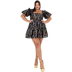 Lovedrobe Womens Ladies Plus Size Cocktail Mini Dress with Pockets Square Neckline Puffed Short Sleeve Tiered Black Curve Short Size 16 Lovedrobe Womens Ladies Plus Size Cocktail Mini Dress with Pockets Square Neckline Puffed Short Sleeve Tiered Black Curve Short Size 16