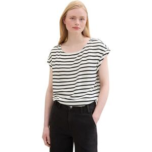 Tom Tailor Denim Women's Basic Blouse Top with Cut-Out Detail, 32615 White Black Stripe, XL Tom Tailor Denim Women's Basic Blouse Top with Cut-Out Detail, 32615 White Black Stripe, XL