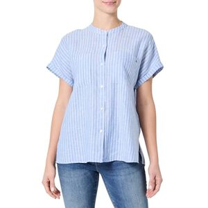 Tommy Hilfiger Women’s Short Sleeve Collarless Linen Blouse, Blue (Multiple STP/Blue Spell), 8 Tommy Hilfiger Women’s Short Sleeve Collarless Linen Blouse, Blue (Multiple STP/Blue Spell), 8