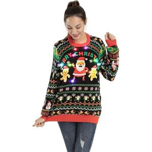 OFF THE RACK Womens Ugly LED Light Up Christmas Jumper Funny Novelty Sweater Pullover for Xmas OFF THE RACK Womens Ugly LED Light Up Christmas Jumper Funny Novelty Sweater Pullover for Xmas