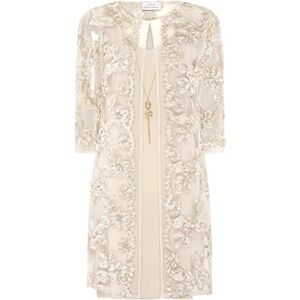 Gina Bacconi Women's Floral Soutache Dress Ad Jacket with Detachable Necklace Cocktail, Champagne, 10 Gina Bacconi Women's Floral Soutache Dress Ad Jacket with Detachable Necklace Cocktail, Champagne, 10