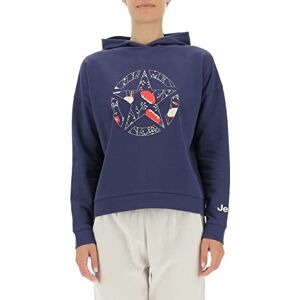 Jeep O102607-A184 J WOMAN HOODED CROPPED SWEATSHIRT STAR Botanical Print J22W Deep Blue S Jeep O102607-A184 J WOMAN HOODED CROPPED SWEATSHIRT STAR Botanical Print J22W Deep Blue S