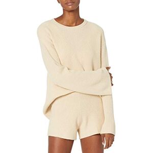 The Drop Alice Crewneck Back-Slit Ribbed Pullover Sweater, Crème Brulee, M The Drop Alice Crewneck Back-Slit Ribbed Pullover Sweater, Crème Brulee, M