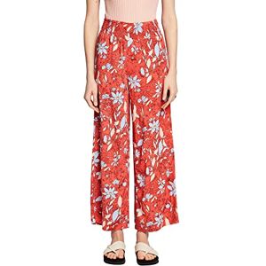 ESPRIT Patterned Pull-On Wide Leg Trousers, Coral Orange, 6 ESPRIT Patterned Pull-On Wide Leg Trousers, Coral Orange, 6