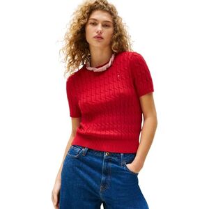 Tommy Hilfiger Women’s Short Sleeve Cable Knit Jumper, Multicolor (Medium Red), 3XL Tommy Hilfiger Women’s Short Sleeve Cable Knit Jumper, Multicolor (Medium Red), 3XL