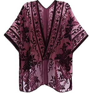 MJ SERECA Women's Burnout Velvet Kimono Cardigan Cover Up with Tassel, Jypj-10, One size MJ SERECA Women's Burnout Velvet Kimono Cardigan Cover Up with Tassel, Jypj-10, One size