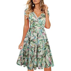 oxiuly Women's Casual Dresses Criss-Cross V-Neck Floral Flare Midi Summer Dress OX233, Light Green, M oxiuly Women's Casual Dresses Criss-Cross V-Neck Floral Flare Midi Summer Dress OX233, Light Green, M