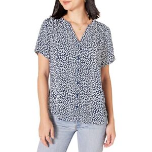 Amazon Essentials Women's Relaxed-Fit Short-Sleeved Woven Blouse, Blue White Petal, S Amazon Essentials Women's Relaxed-Fit Short-Sleeved Woven Blouse, Blue White Petal, S