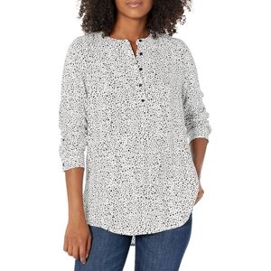 Amazon Essentials Women's Long-Sleeve Woven Blouse, White Leopard, XL Amazon Essentials Women's Long-Sleeve Woven Blouse, White Leopard, XL