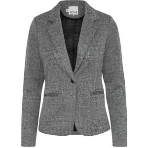 ICHI IHKATE Jacquard Women's Blazer Jacket Blazer with Lapel Collar Piping Pockets V-Neck 1 Button Shape Lightweight Elastic Slim Fit, Black/White Herringbone (203523), XL ICHI IHKATE Jacquard Women's Blazer Jacket Blazer with Lapel Collar Piping Pockets V-Neck 1 Button Shape Lightweight Elastic Slim Fit, Black/White Herringbone (203523), XL