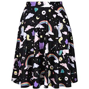 HDE Women's Cute Printed Skater Skirt Midi Length Fun Animal Pattern Pleated (Unicorns and Rainbows, Large) HDE Women's Cute Printed Skater Skirt Midi Length Fun Animal Pattern Pleated (Unicorns and Rainbows, Large)