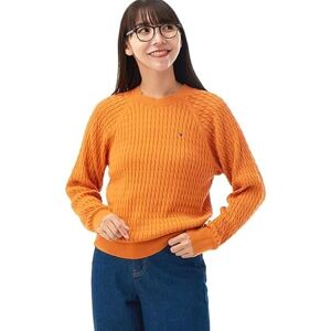 Tommy Hilfiger Women’s Cable Knit Jumper, Orange (Autumn Orange), M Tommy Hilfiger Women’s Cable Knit Jumper, Orange (Autumn Orange), M