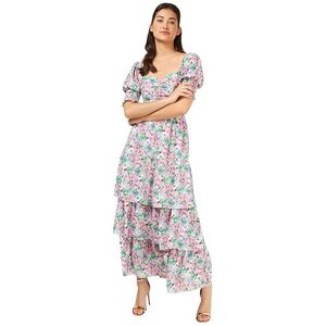 Little Mistress Women's Nicola Floral Print Frill Maxi Dress, Size 12 UK, Multicolour Little Mistress Women's Nicola Floral Print Frill Maxi Dress, Size 12 UK, Multicolour