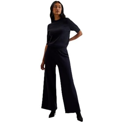 Ted Baker WMT-ELLENR-Ribbed Knitted High Waist Wide Leg Trouser Navy Ted Baker WMT-ELLENR-Ribbed Knitted High Waist Wide Leg Trouser Navy