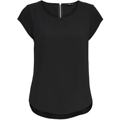 ONLY Womens Solid Short Sleeve Blouse ONLY Womens Solid Short Sleeve Blouse