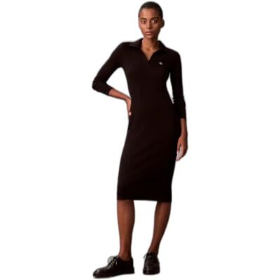 Calvin Klein Women's Ls Woven Label Johnny Collar Mid Lv047e202g Dresses Calvin Klein Women's Ls Woven Label Johnny Collar Mid Lv047e202g Dresses
