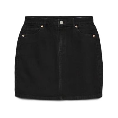 VERO MODA Women's Mini Jeans Skirt VMTessa Short Women's Skirt with Pockets, Black Denim, XL VERO MODA Women's Mini Jeans Skirt VMTessa Short Women's Skirt with Pockets, Black Denim, XL