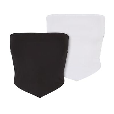 Urban Classics Women's Ladies Knotted Bandeau Top 2-Pack Undershirt, White+Black, XL Urban Classics Women's Ladies Knotted Bandeau Top 2-Pack Undershirt, White+Black, XL