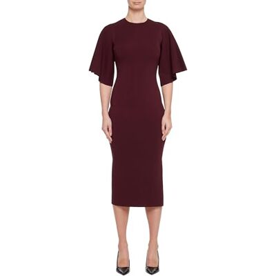 Ted Baker Womens WMD-lounia-Fluted Sleeve Knitted Bodycon Midi Business Casual Dress, Dk-red, 14 UK Ted Baker Womens WMD-lounia-Fluted Sleeve Knitted Bodycon Midi Business Casual Dress, Dk-red, 14 UK