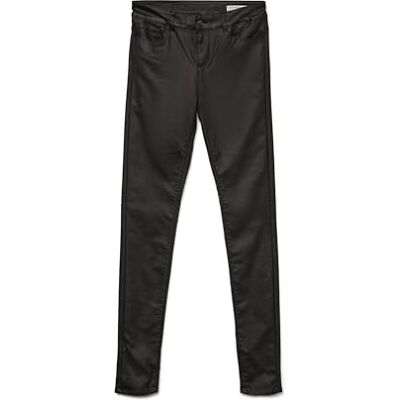 VERO MODA Women's Coated Skinny Fit Jeans Faux Leather Pants High Rise Stretch Trousers Vmseven, Colours:Black, Size:XL / 30L, Leg Length:L30 VERO MODA Women's Coated Skinny Fit Jeans Faux Leather Pants High Rise Stretch Trousers Vmseven, Colours:Black, Size:XL / 30L, Leg Length:L30